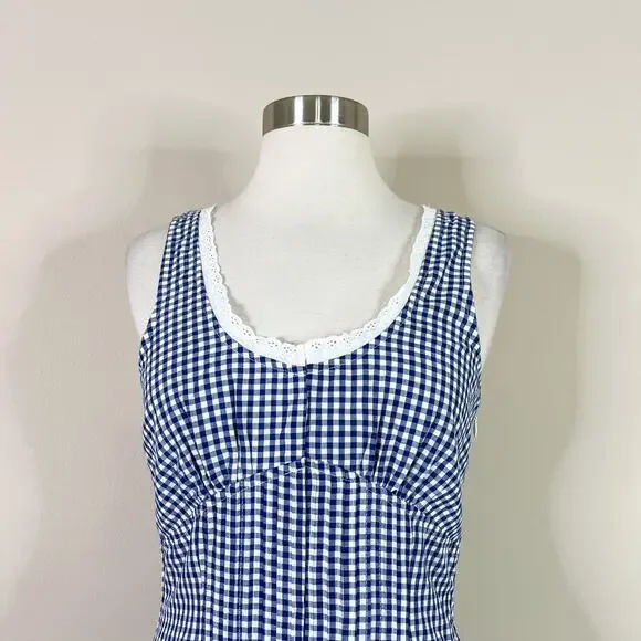 LoveShackFancyCeronne Gingham Plaid Corset Style Blue White Mini Dress 2